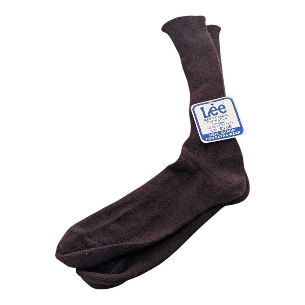 Vintage Mens Lee Casual Crew Socks Brown 10-13 Orlon Acrylic Nylon Sanitized